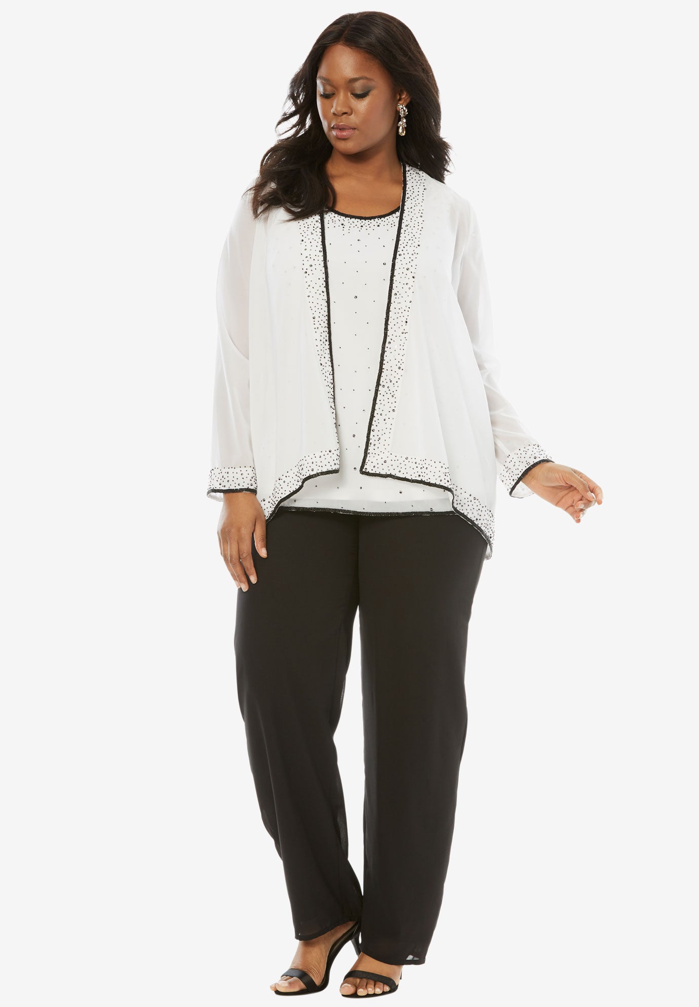 3 piece beaded pantset plus size suits roamans plus size suits