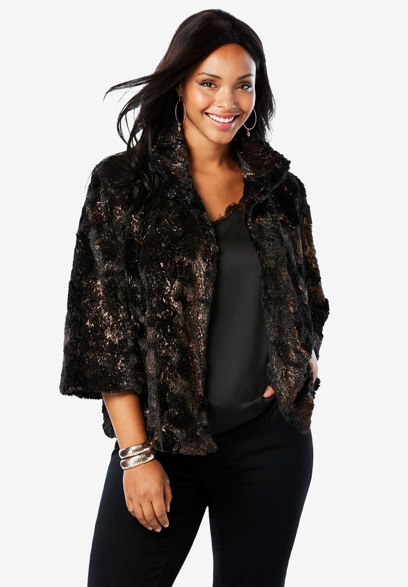 Metallic Copper Shrug by Donna Salyers Fabulous Furs Roaman's