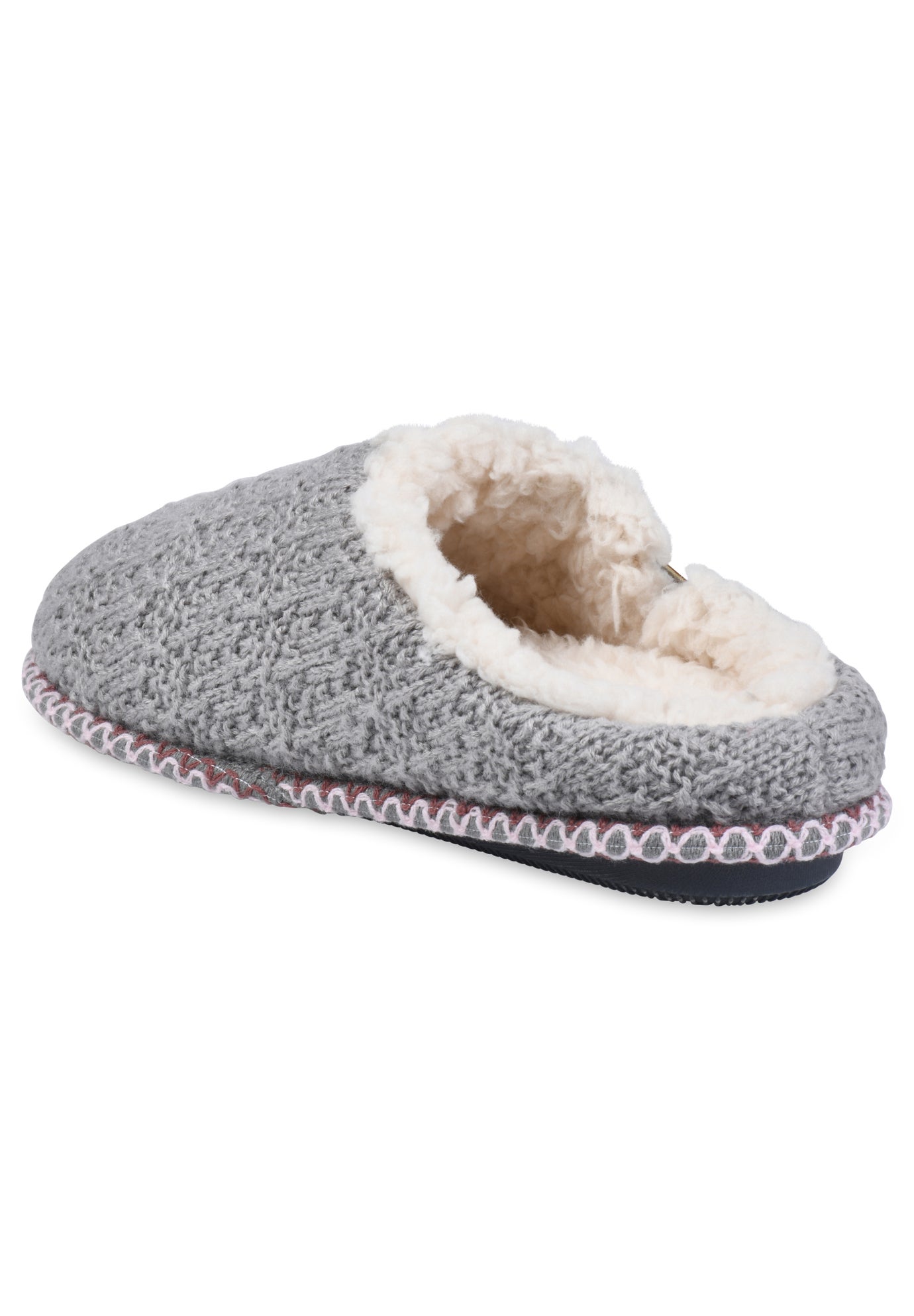 Textured Knit Clog Slipper With Fur Lining Slippers Roaman's