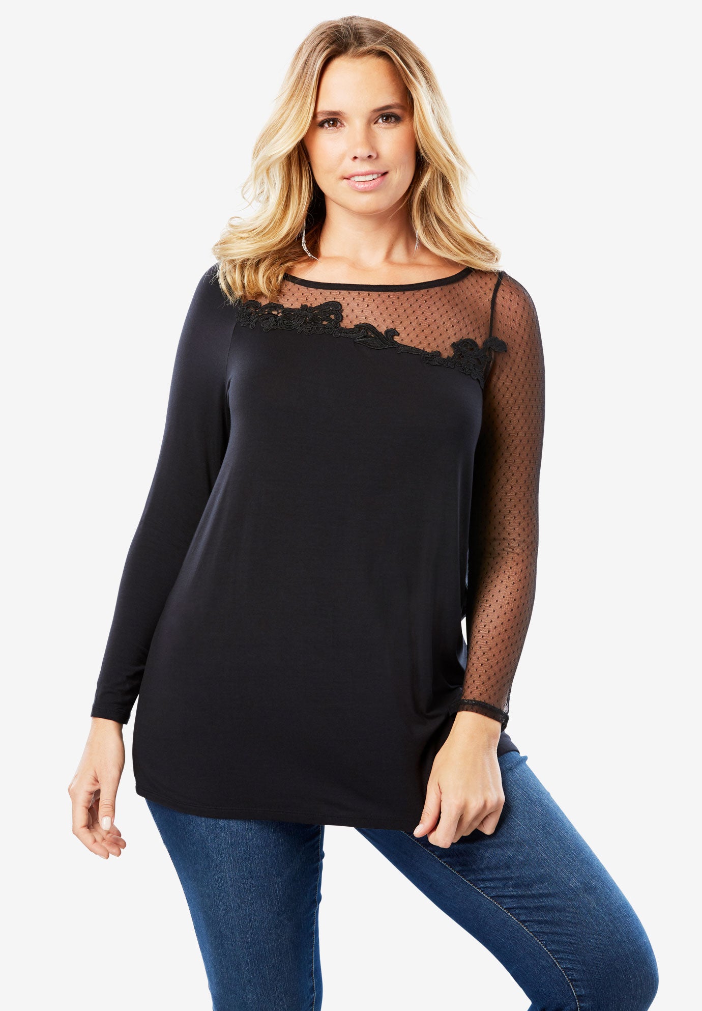 Lace Long Sleeve Top
 Illusion Lace Long Sleeve Top