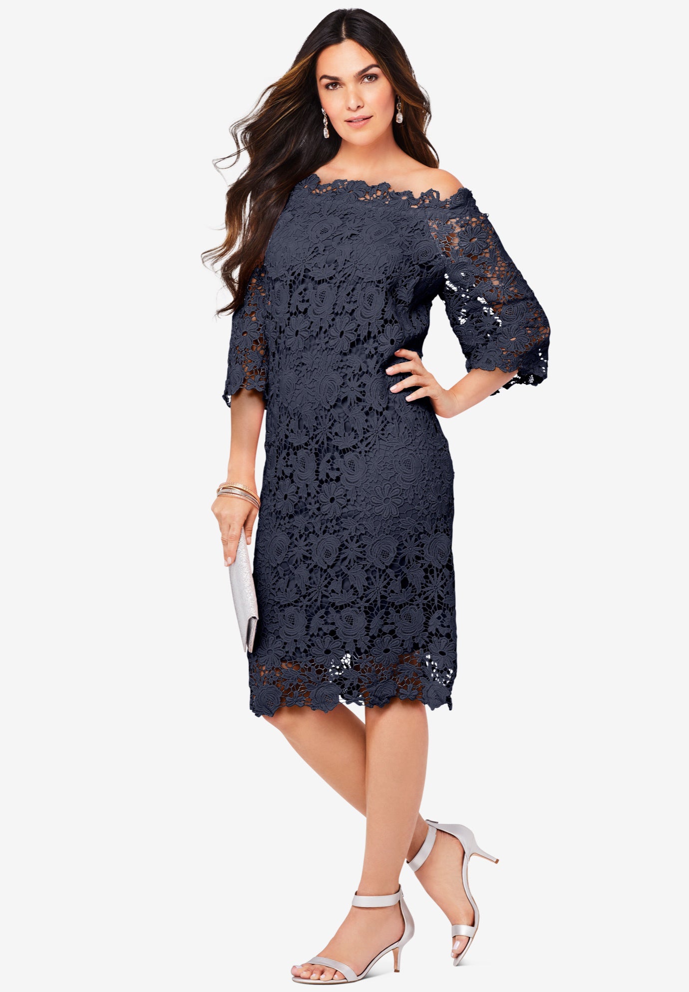 Romance Language Off-The-Shoulder Lace Mini Dress