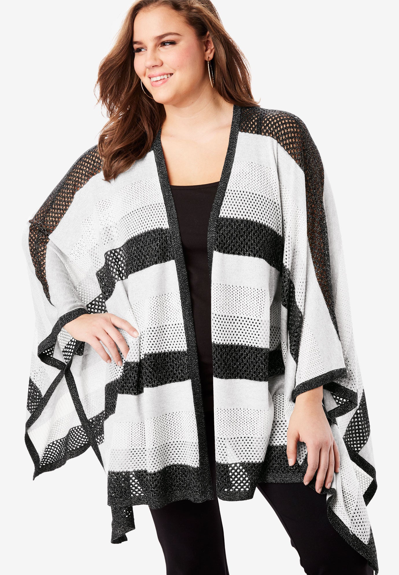 Metallic Poncho Cardigan Roaman's