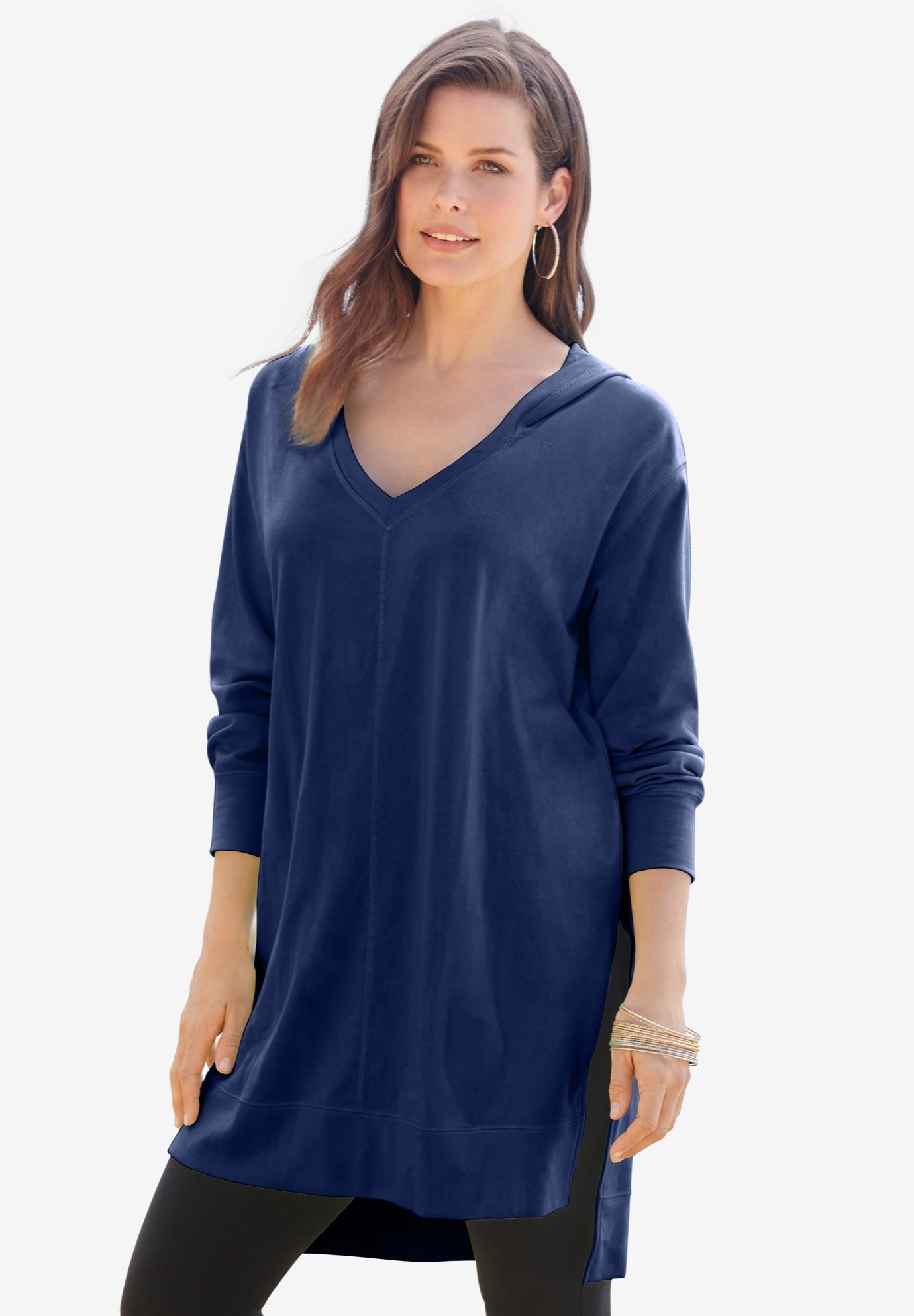 women's nine west knit tunic hoodie