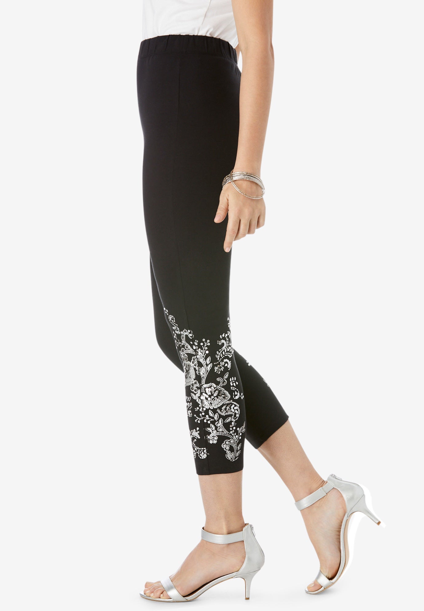 Embellished Capri Legging | Roaman's