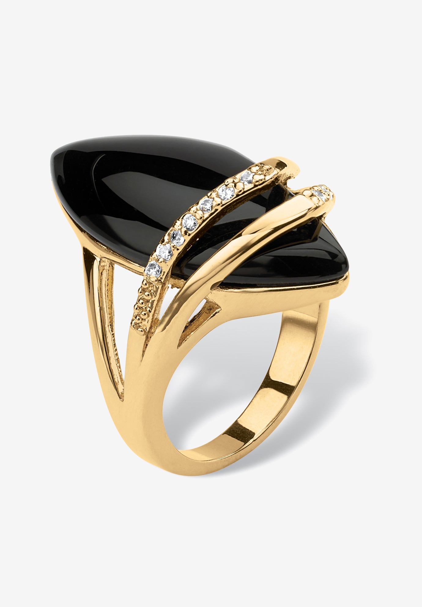 18K Gold Black Onyx & Cubic Zirconia Ring Plus Size Jewelry Roaman's