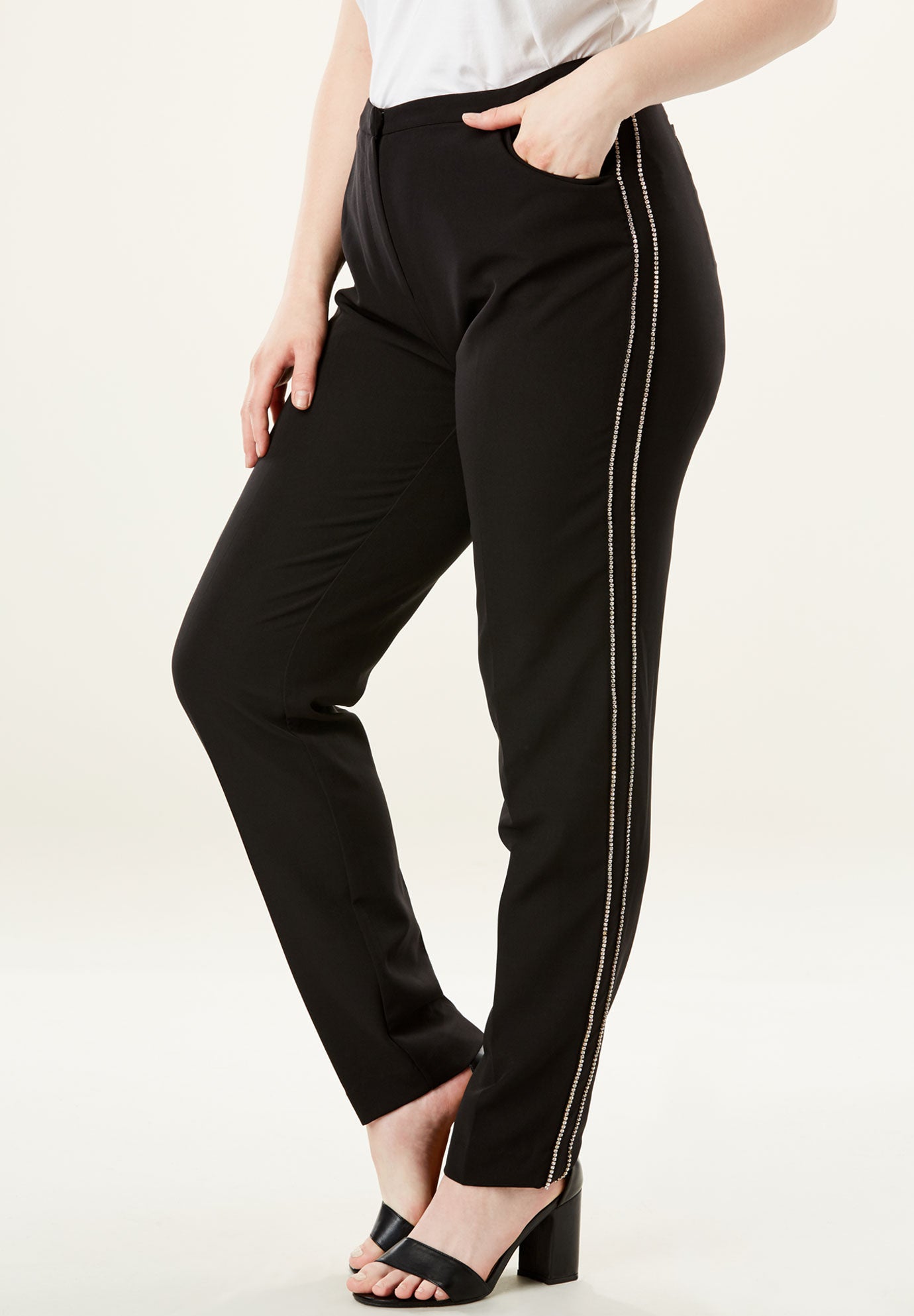 tapered leg trouser suit