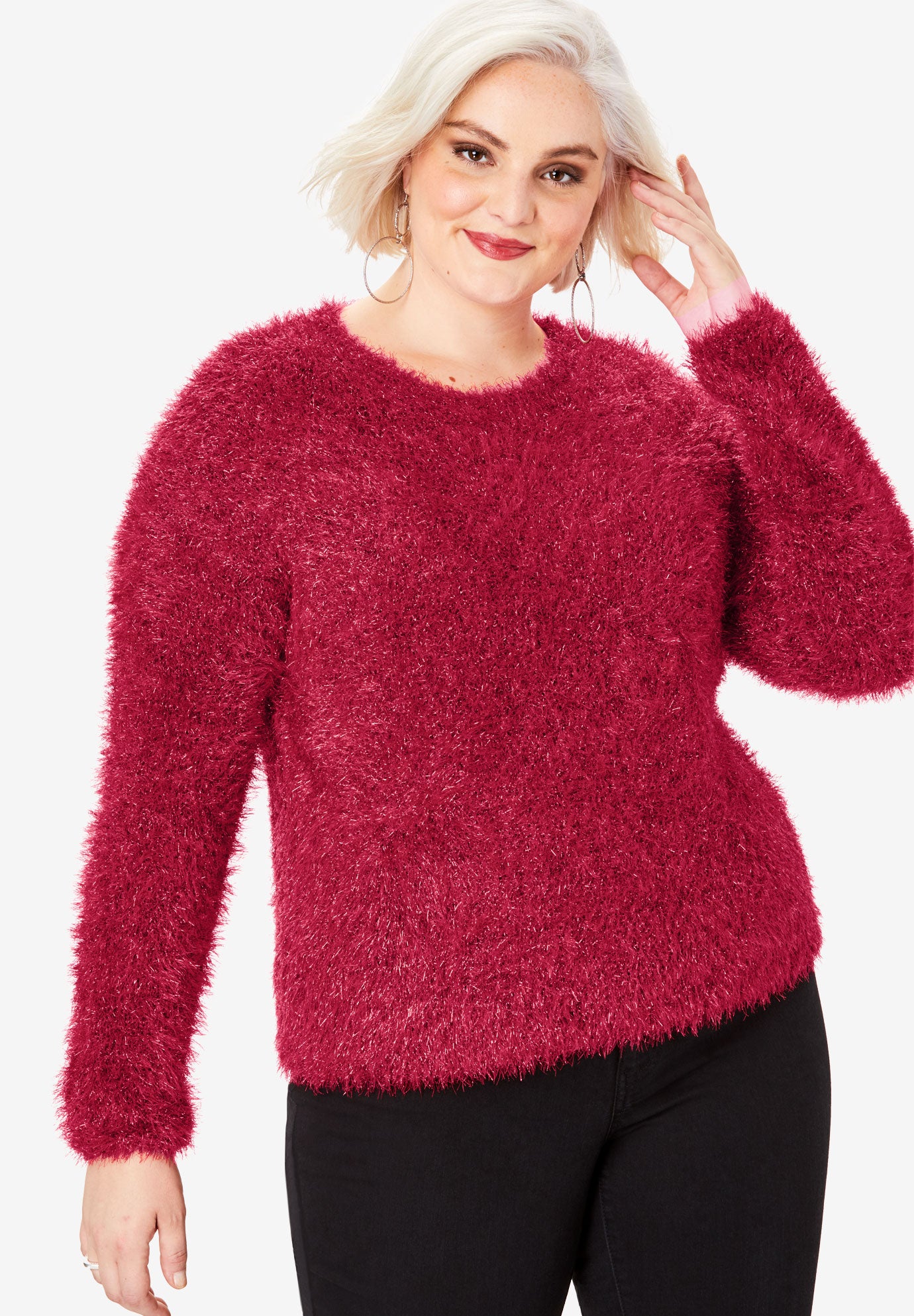 Metallic Eyelash Sweater | Roaman's