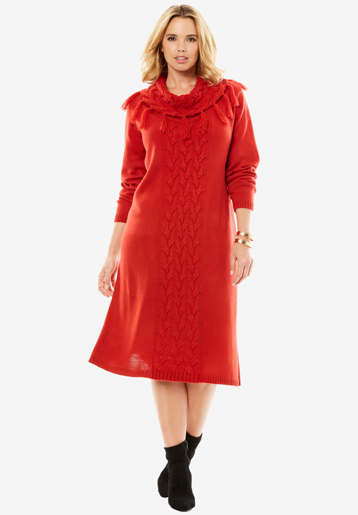 Cable Knit Sweater Dress | Plus Size Dresses | Roaman's