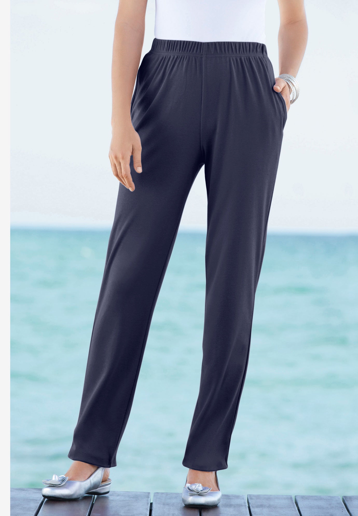 Straight-Leg Soft Knit Pant