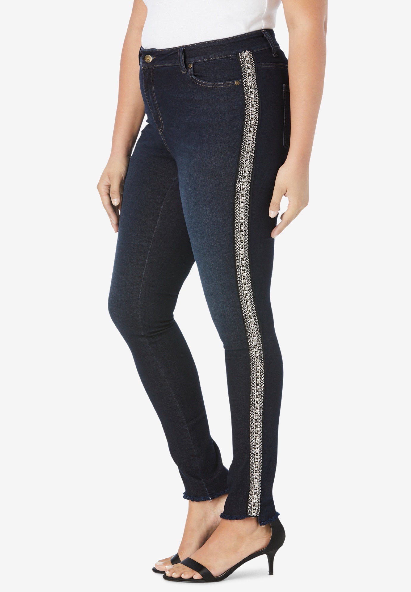 striped jean pants
