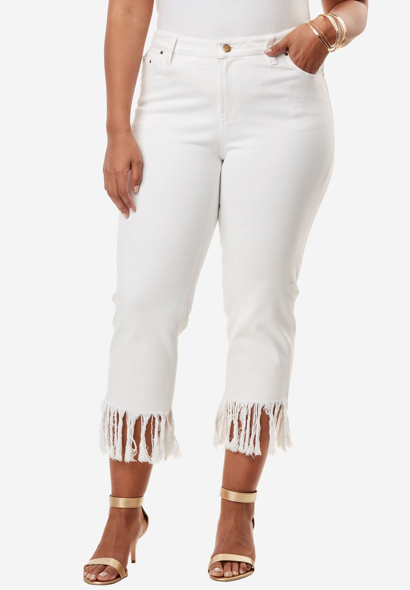 Fringed Hem Jeans by Denim 24/7 Plus Size Jeans Roaman's