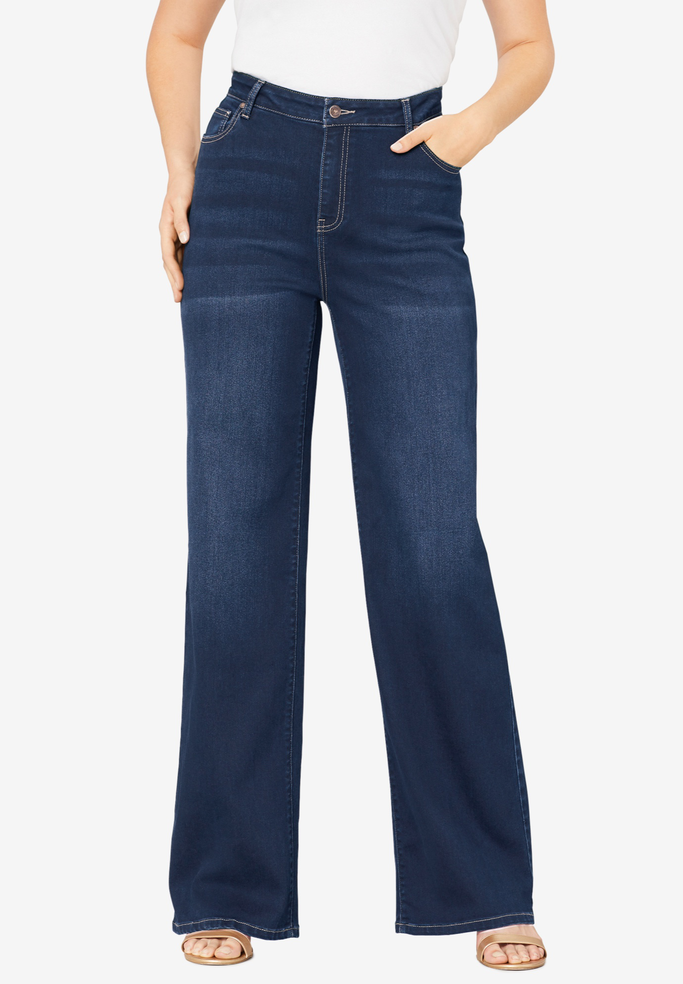 Wide-Leg Jean with Invisible Stretch® by Denim 24/7® | Roaman's