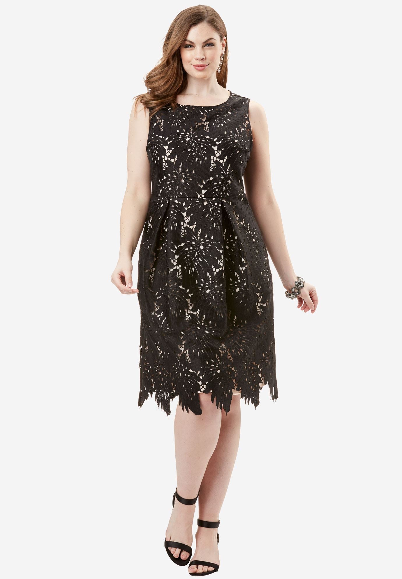 Lace FitAndFlare Dress Plus Size Party & Cocktail Dresses Roaman's