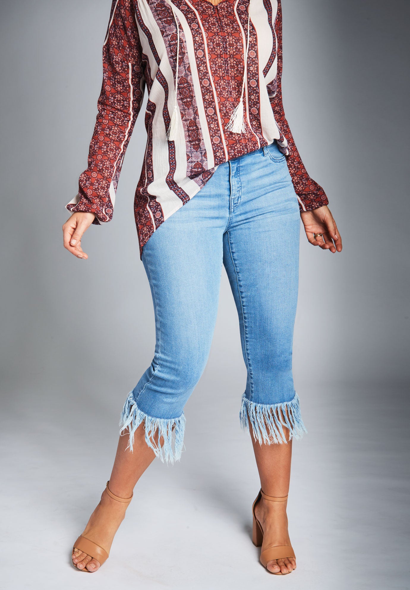 Fringed Hem Jeans by Denim 24/7 Roaman's