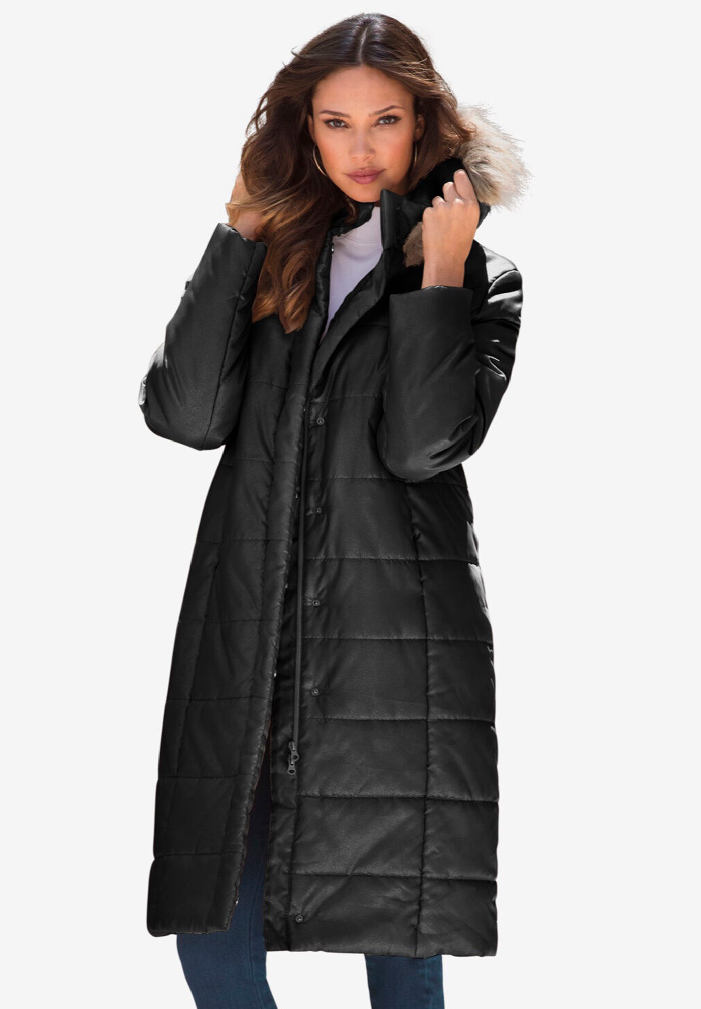 Mid-Length Puffer Jacket with Hood, 