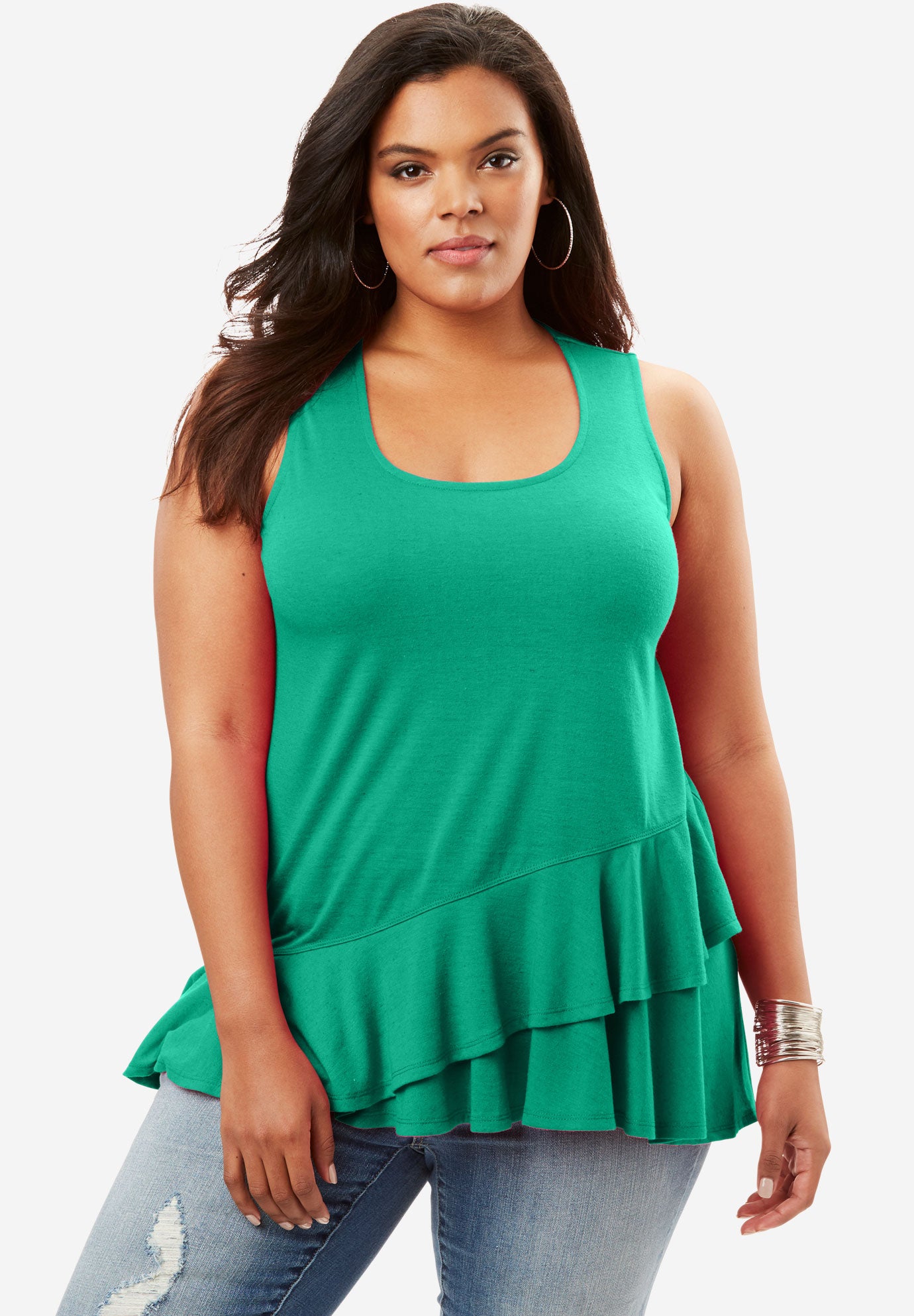 Ruffled Peplum Tank Plus Size Tops Roaman's