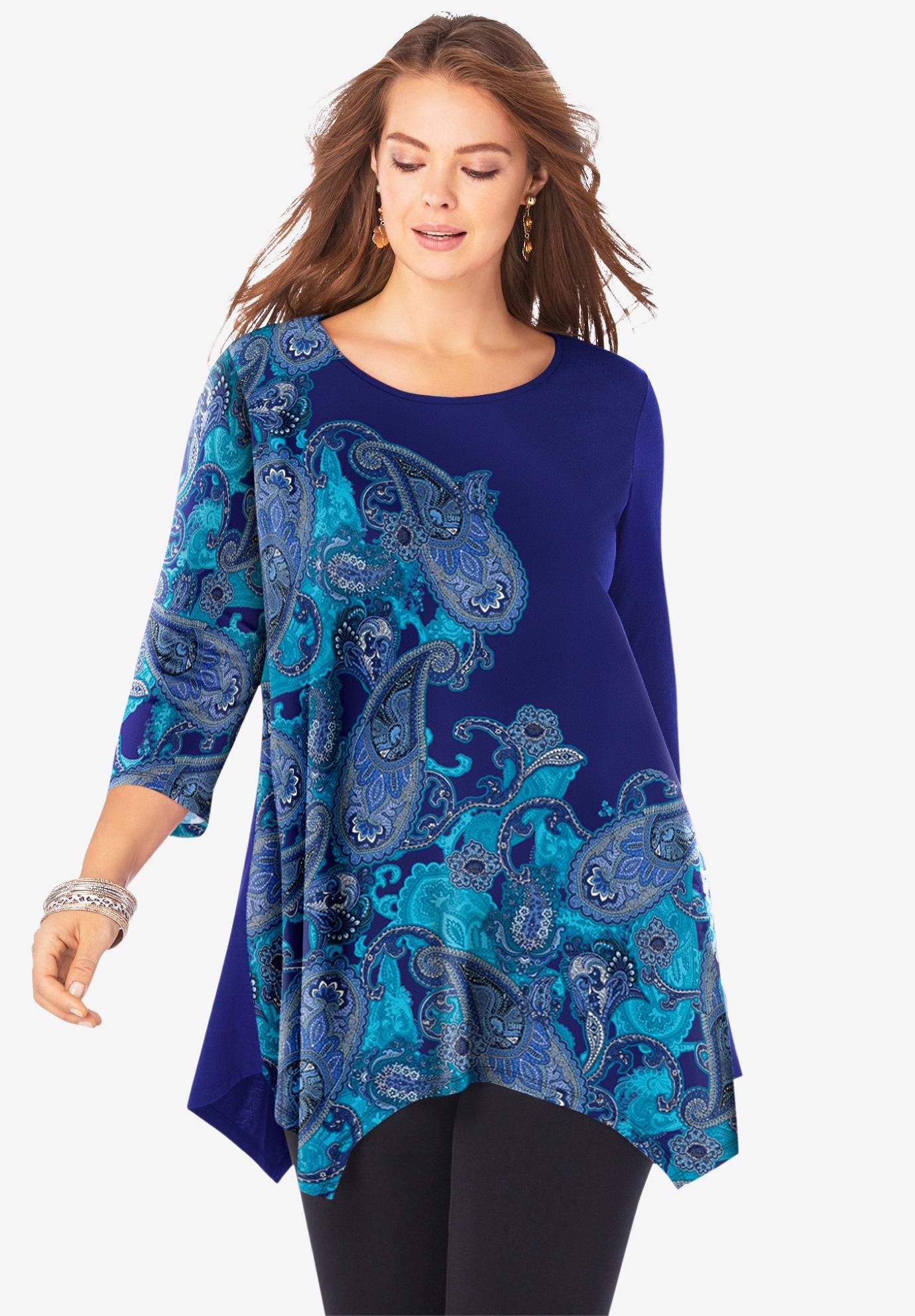 Printed HandkerchiefHem Tunic Roaman's