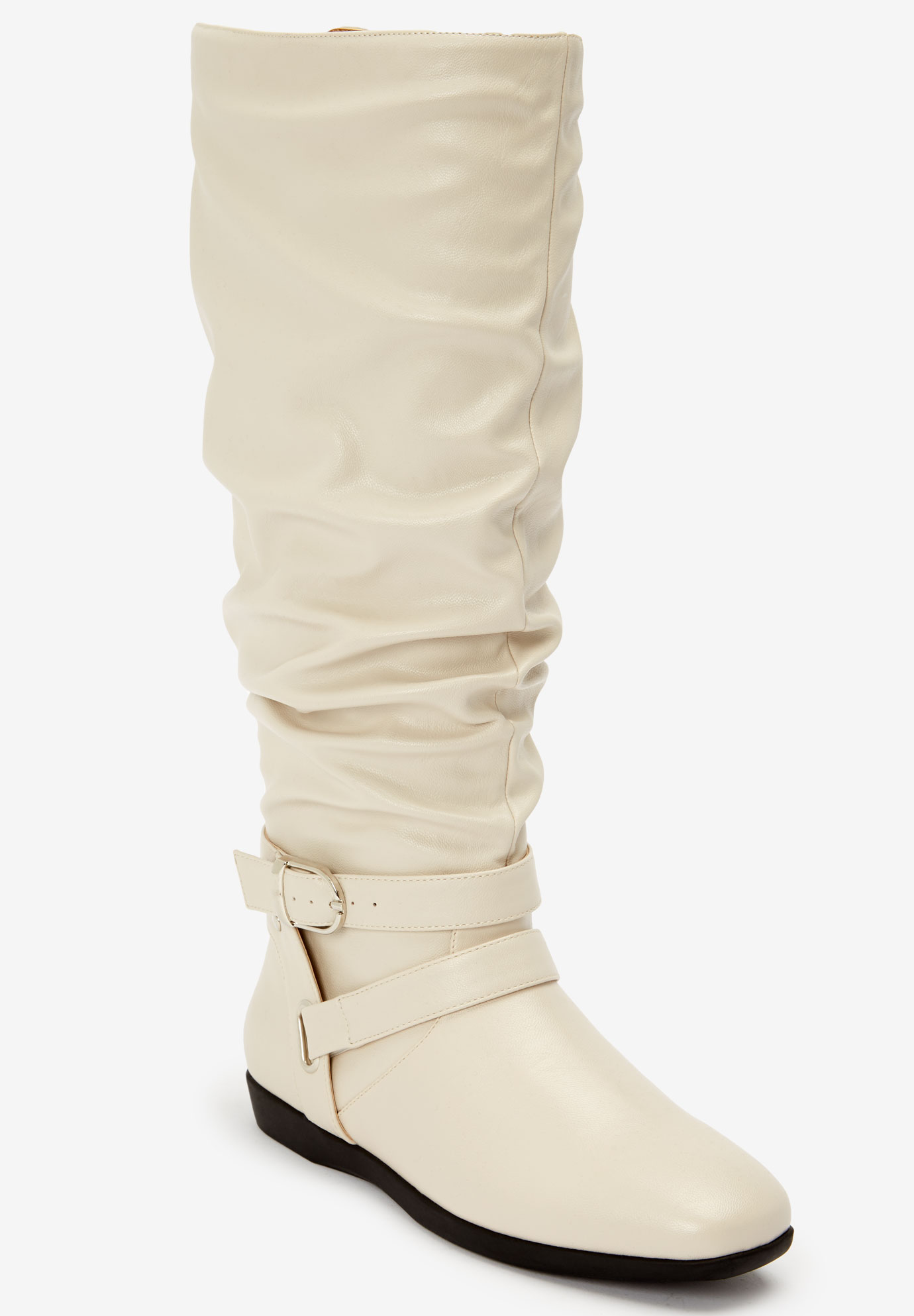 white wide calf boots