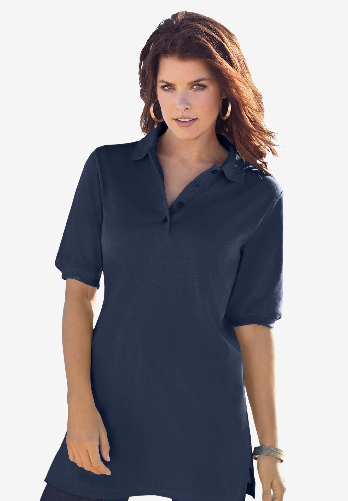 Tunic length polo shirts