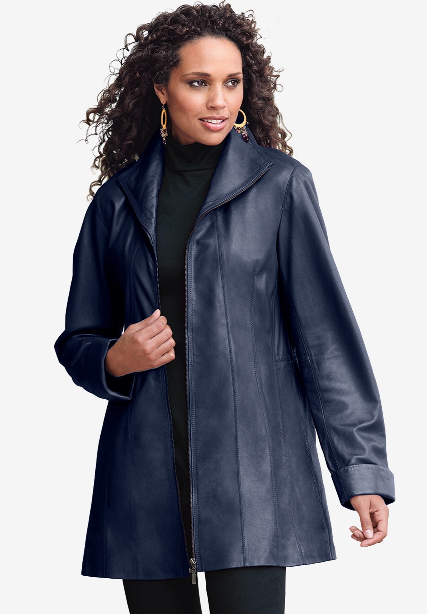 A-Line Leather Jacket | Roaman's