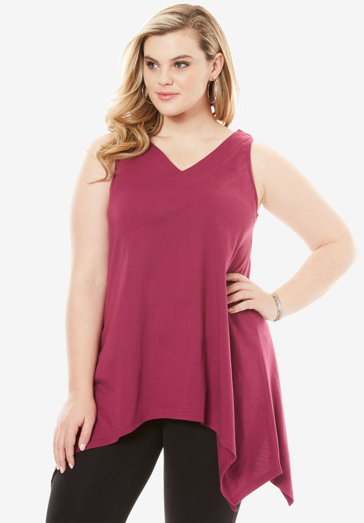 Handkerchief Hem Super Tunic Tank Plus Size Tops Roaman's