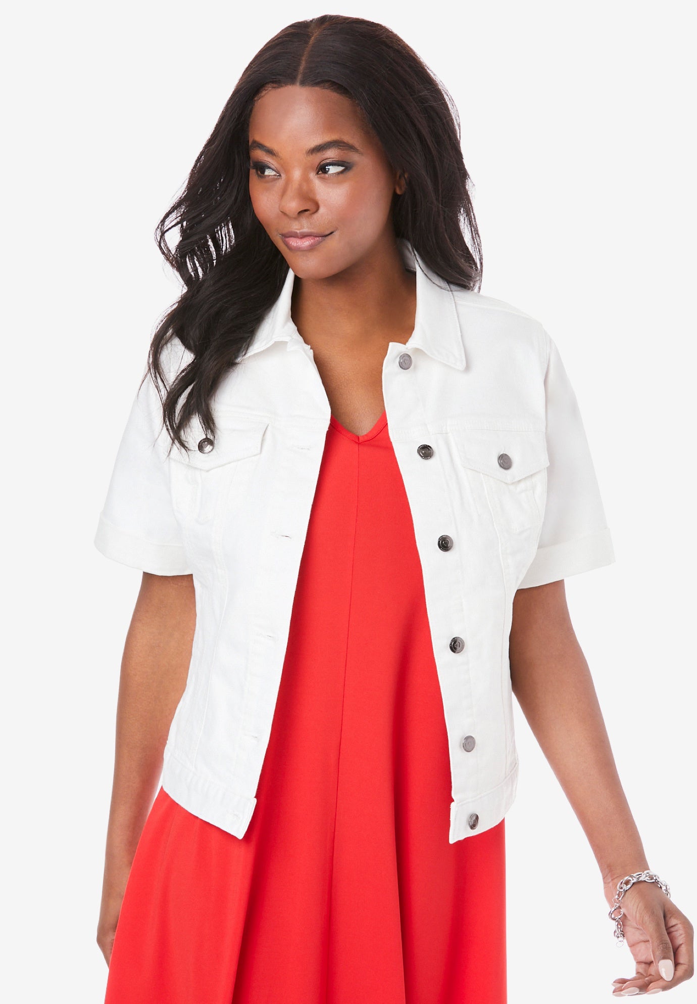 white denim jacket short sleeve