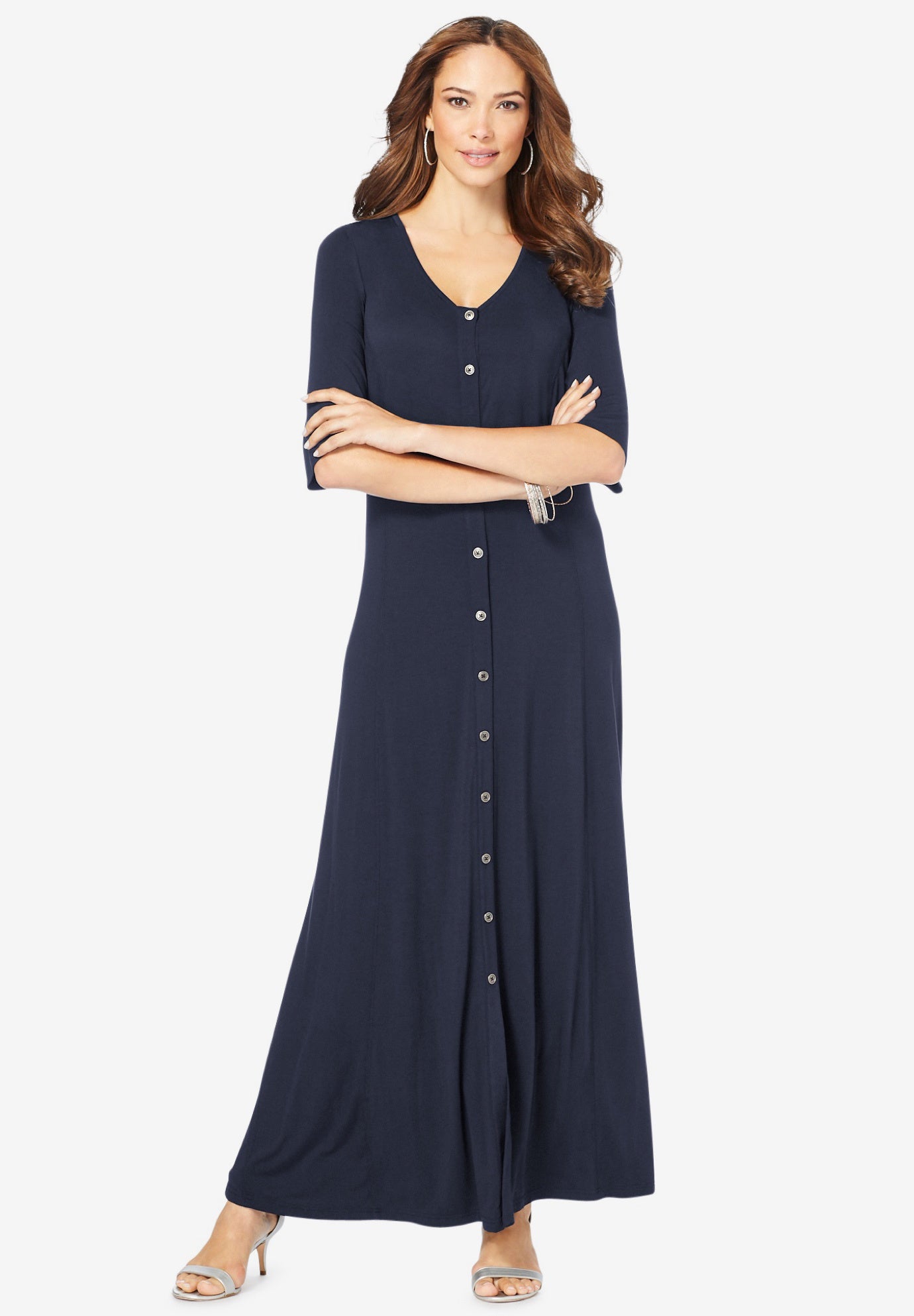 button front maxi dress