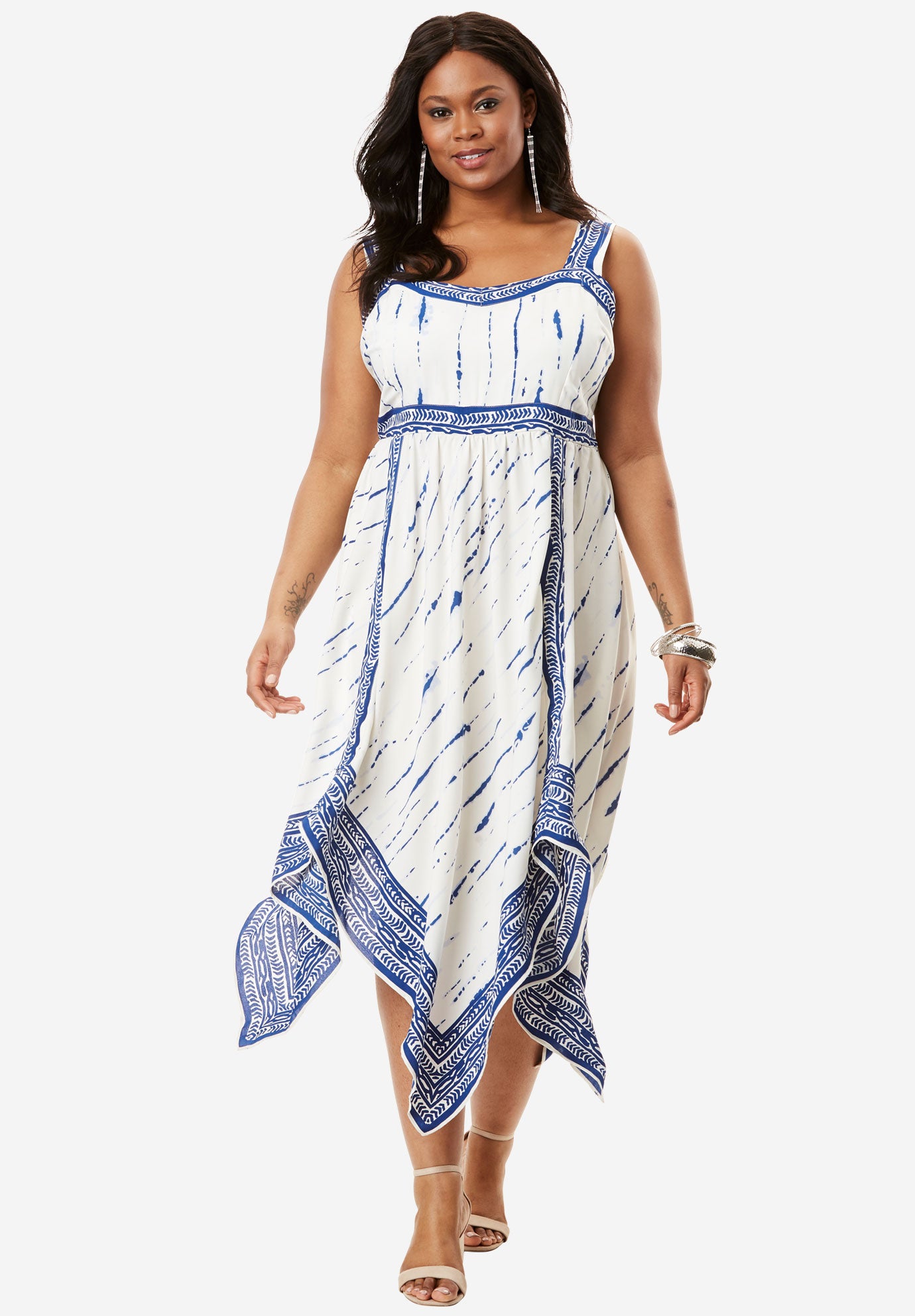 Empire Scarf Print Dress Plus Size Casual Dresses Roaman S