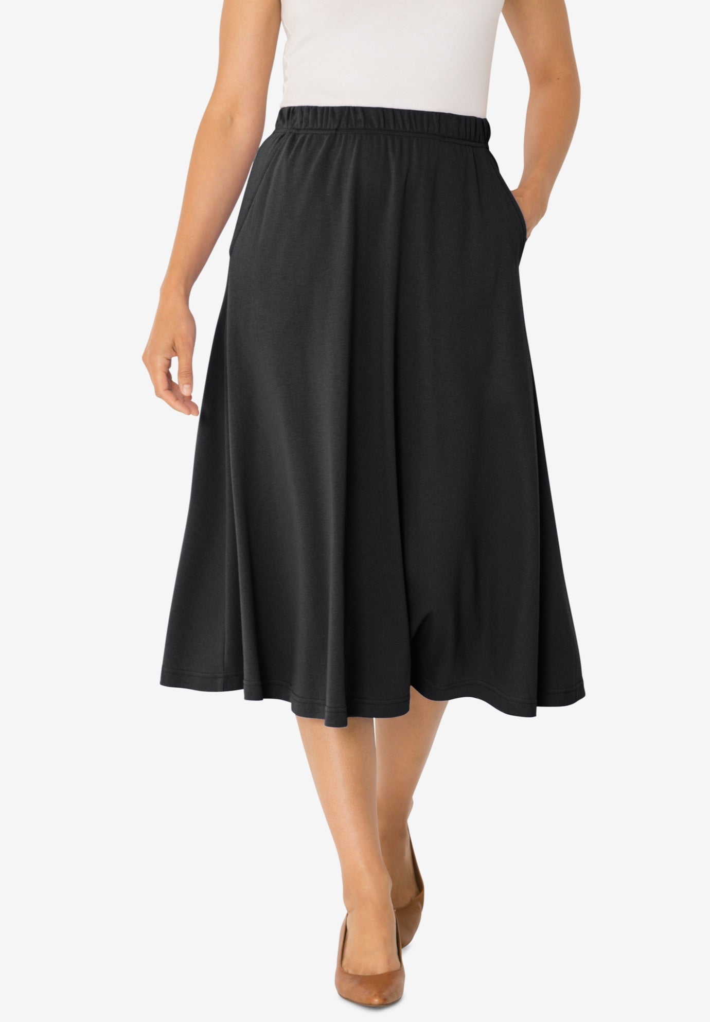 Petite Roadmap Pattern Soft Knit Midi Skirt