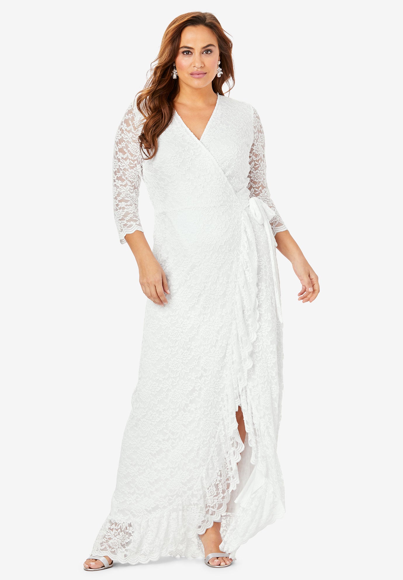 wrap dress with ruffle hem