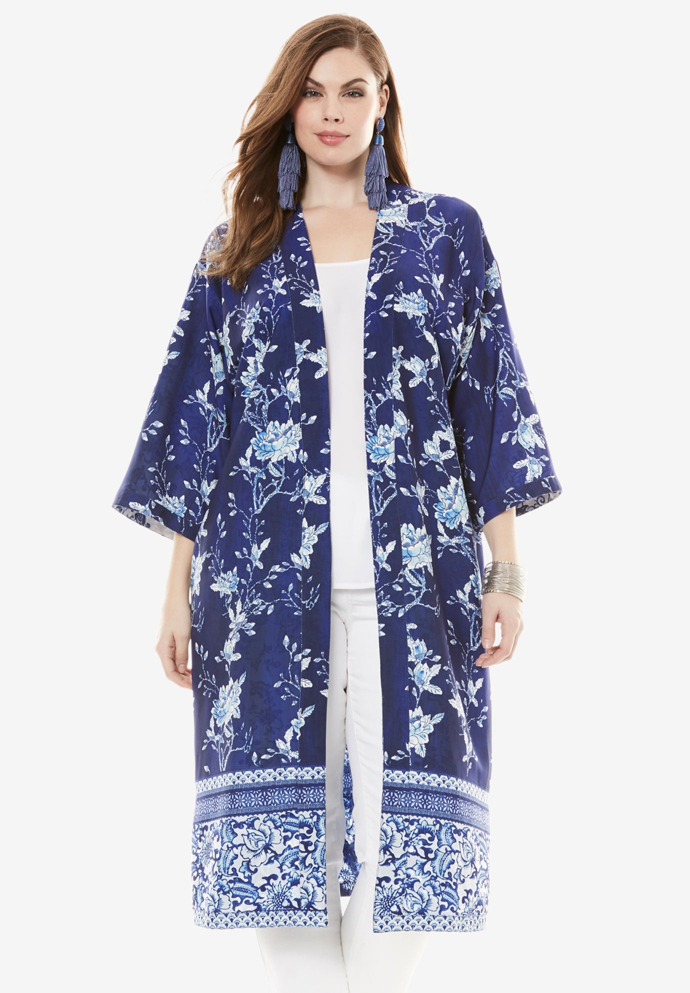 Reversible Printed Kimono Jacket Plus Size Coats & Jackets Roaman's