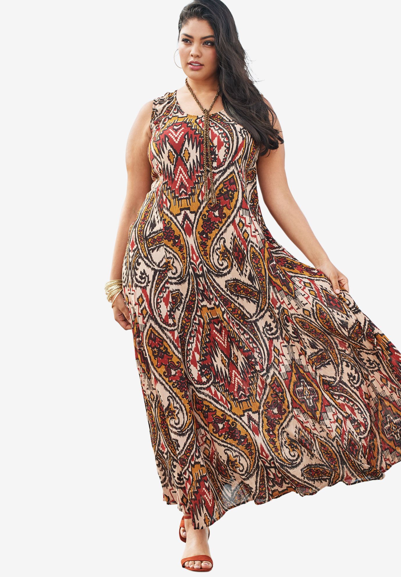 ALine Crinkle Maxi Dress Roaman's