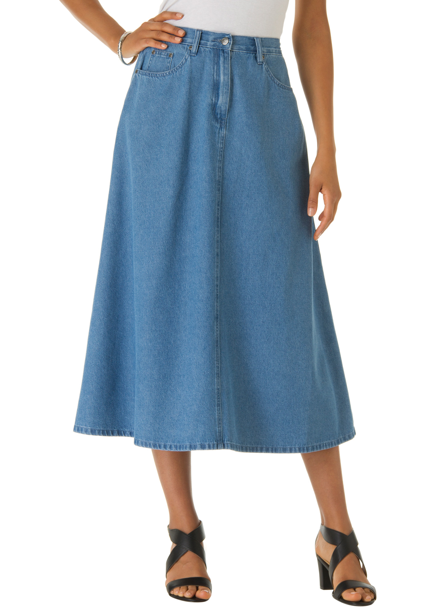 Denim A-line Skirt | Plus Size Bottoms | Roaman's