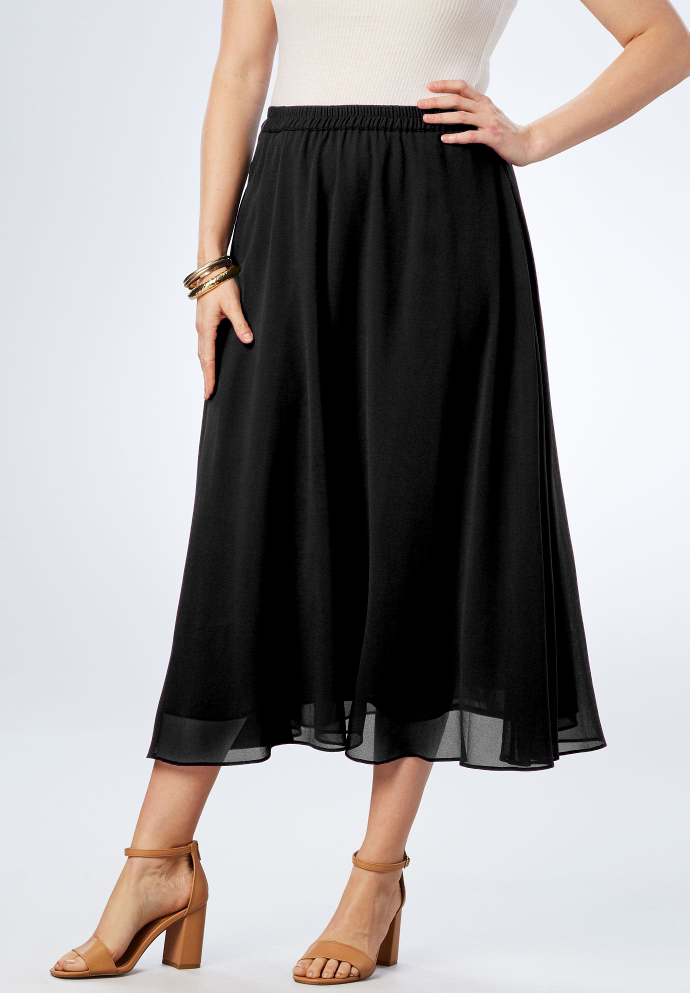 Long Georgette Skirt| Plus Size Skirts | Roaman's