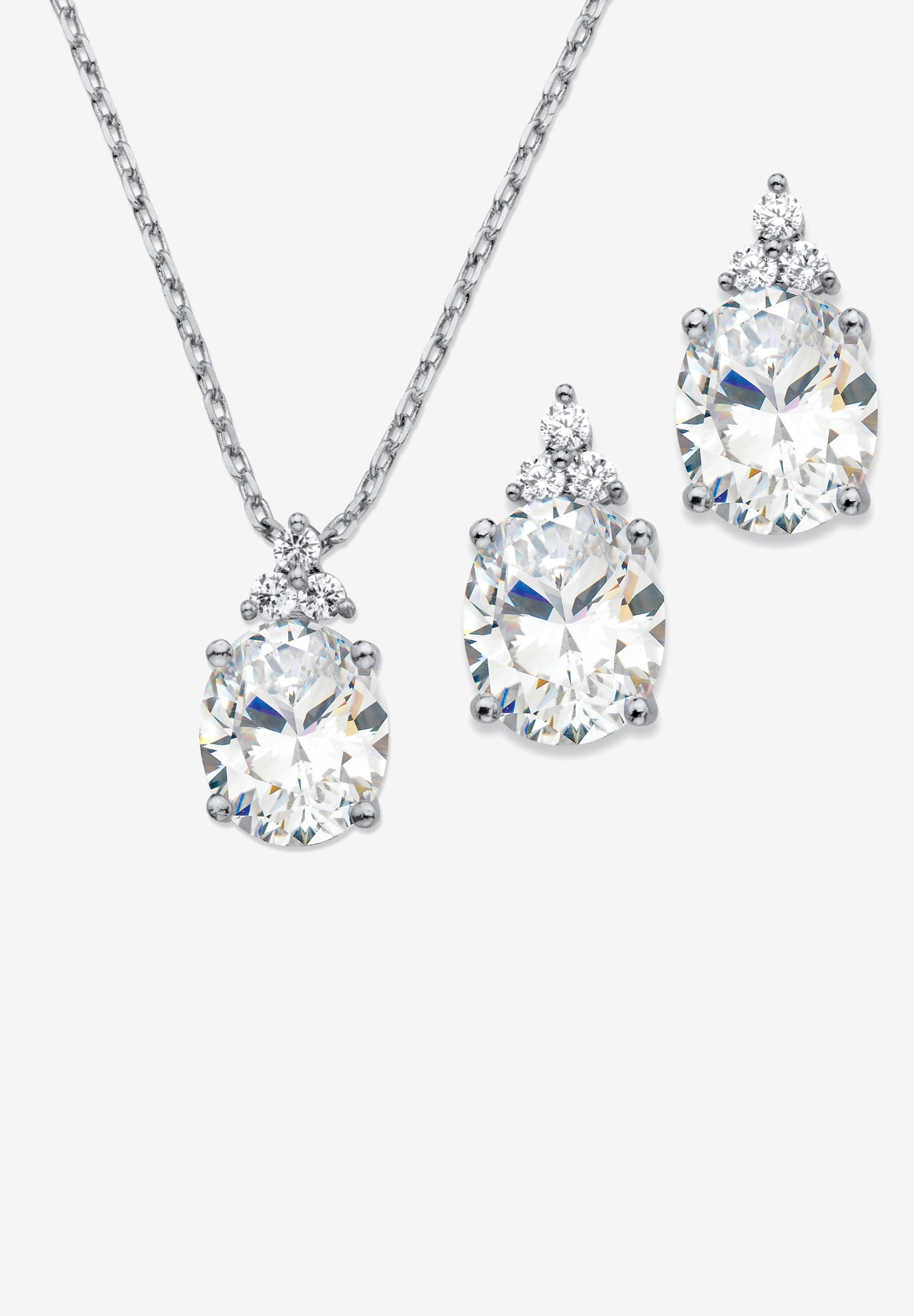PlatinumPlated Oval Cubic Zirconia Set Roaman's