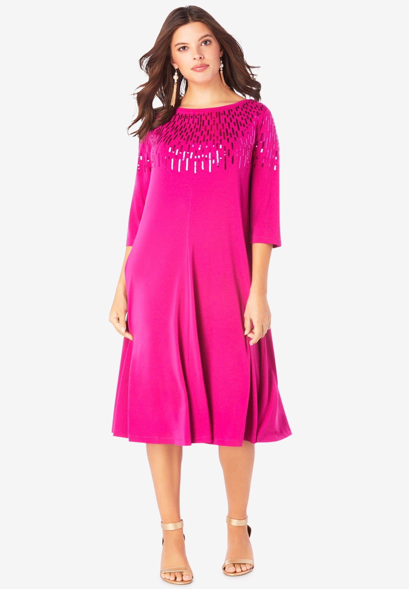 embellished swing dress