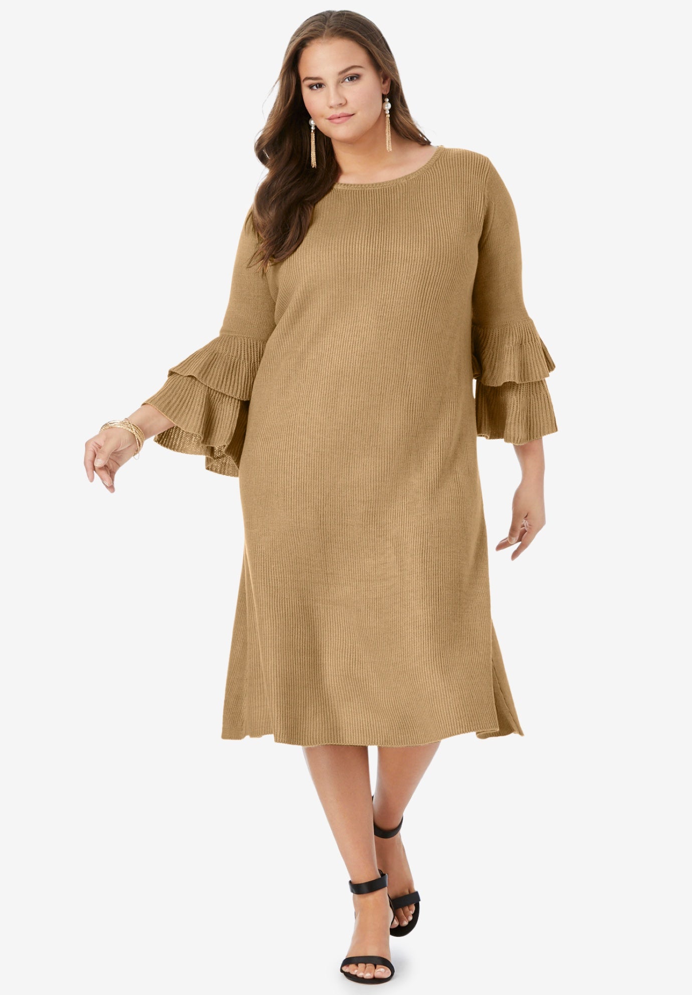 ruffle bell sleeve dress