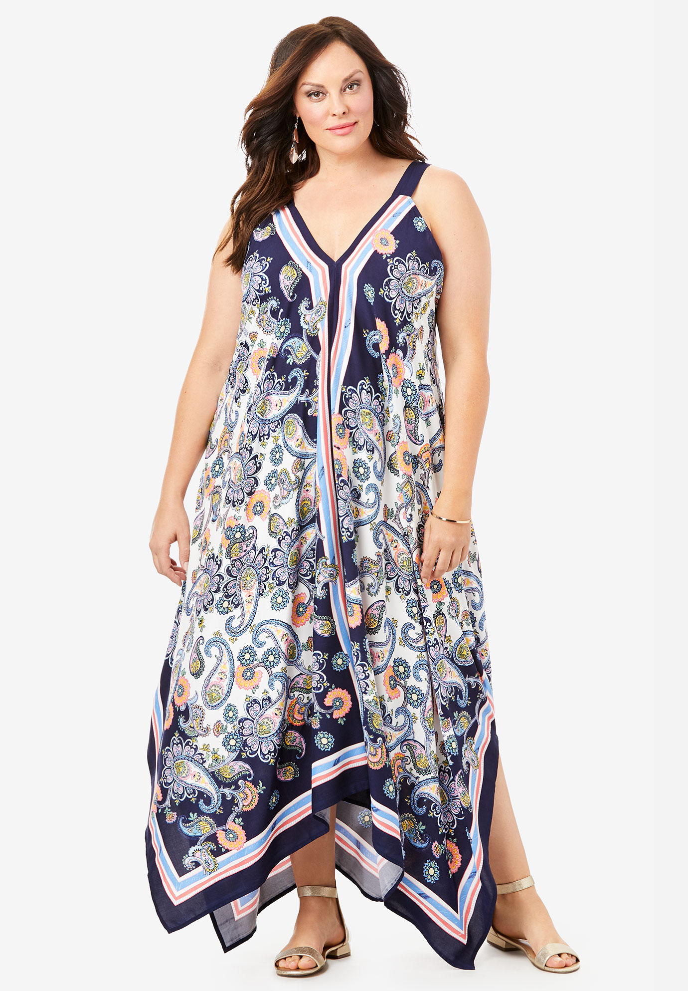 Scarf-Print Maxi Dress| Plus Size Maxi Dresses | Roaman's