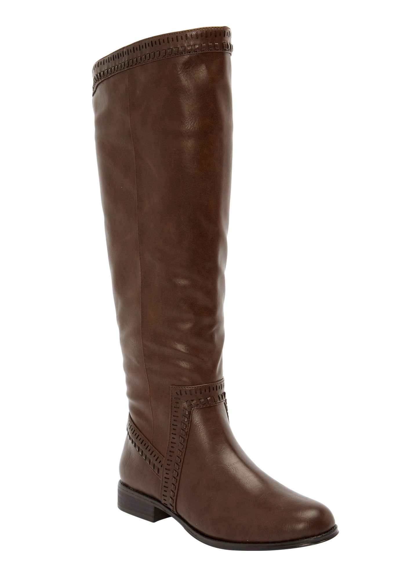 Wide Width Women's The Malina Wide Calf Boot by Comfortview in Brown (Size 7 1/2 W)