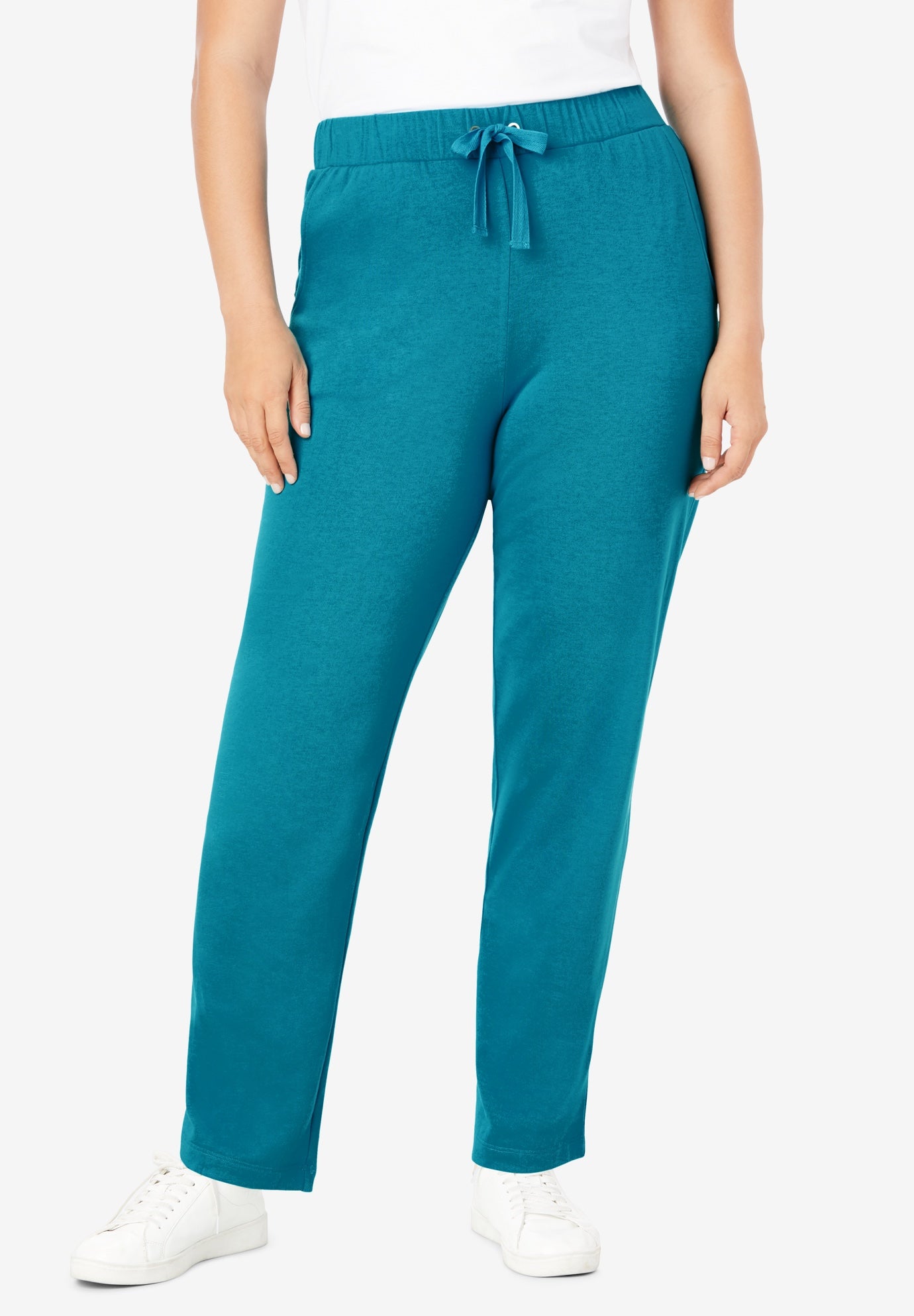StraightLeg French Terry Pant with Drawstring Plus SizePants Roaman's