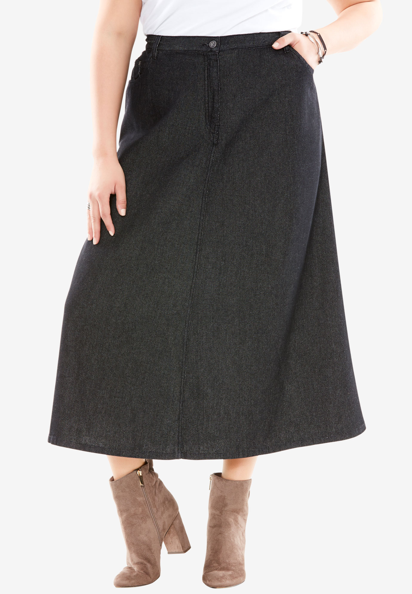 Denim A-line Skirt| Plus Size Skirts | Roaman's