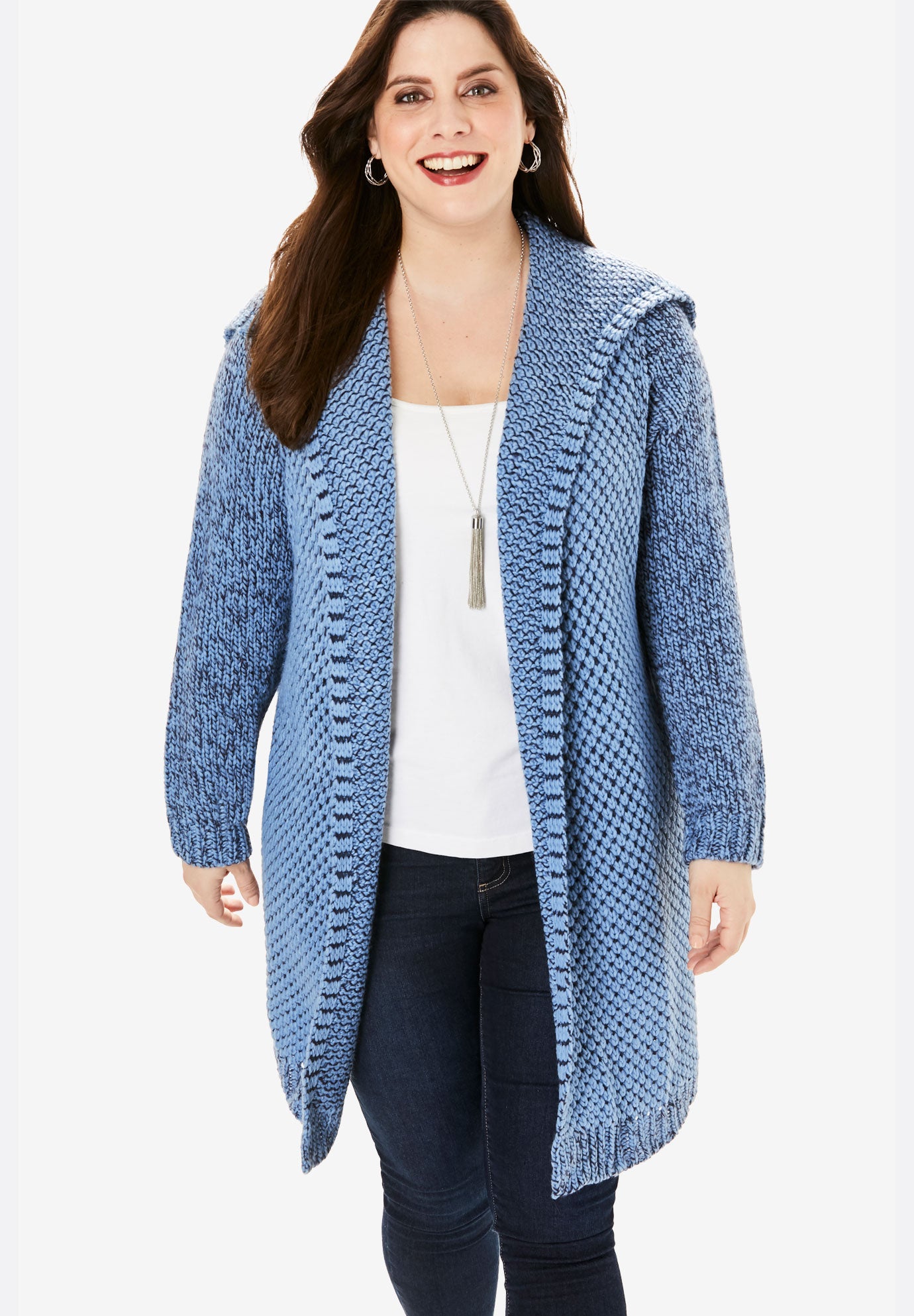 Chunky Tweed Cardigan Plus Size Cardigans Roaman's