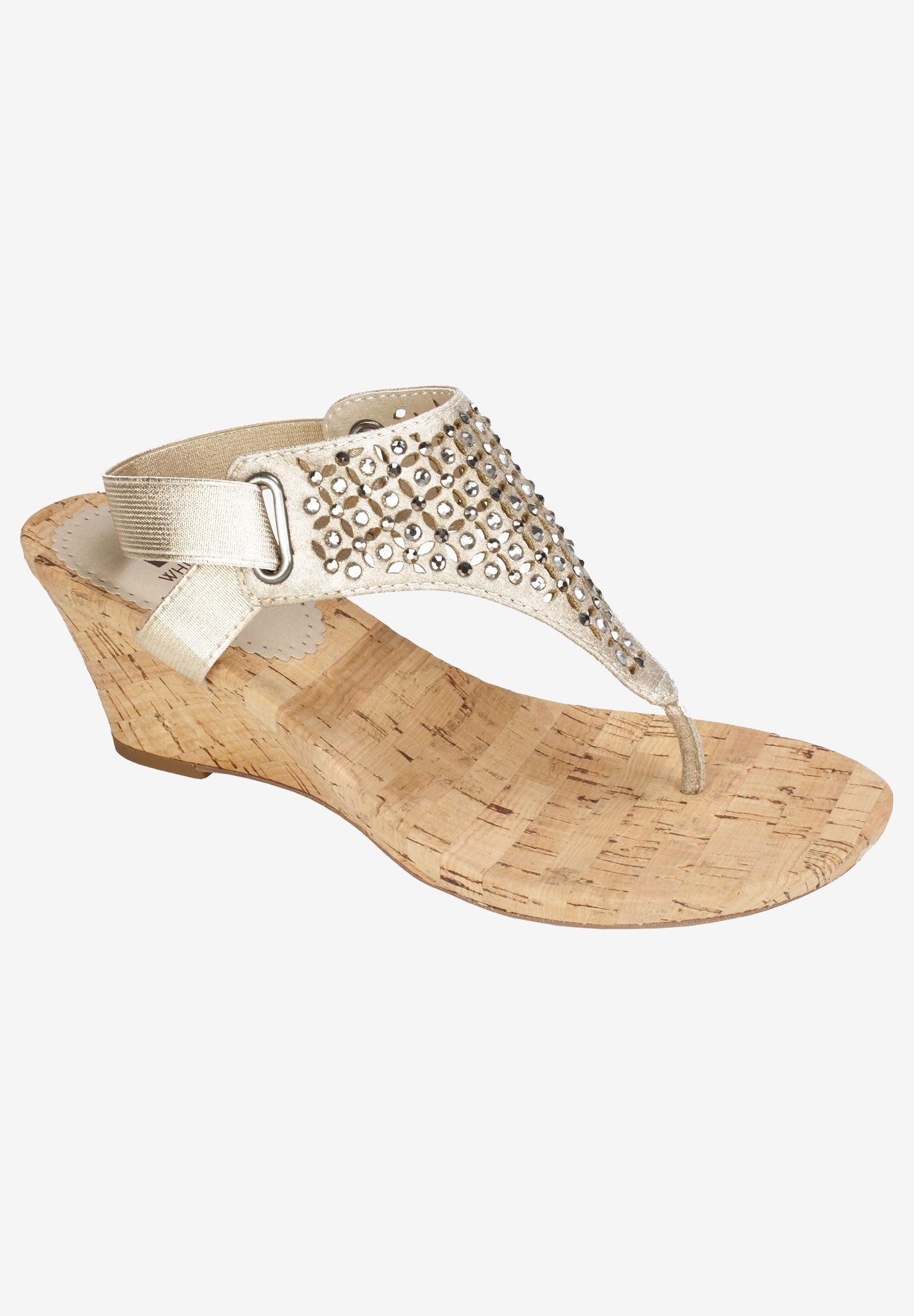 white mountain gold wedge sandals