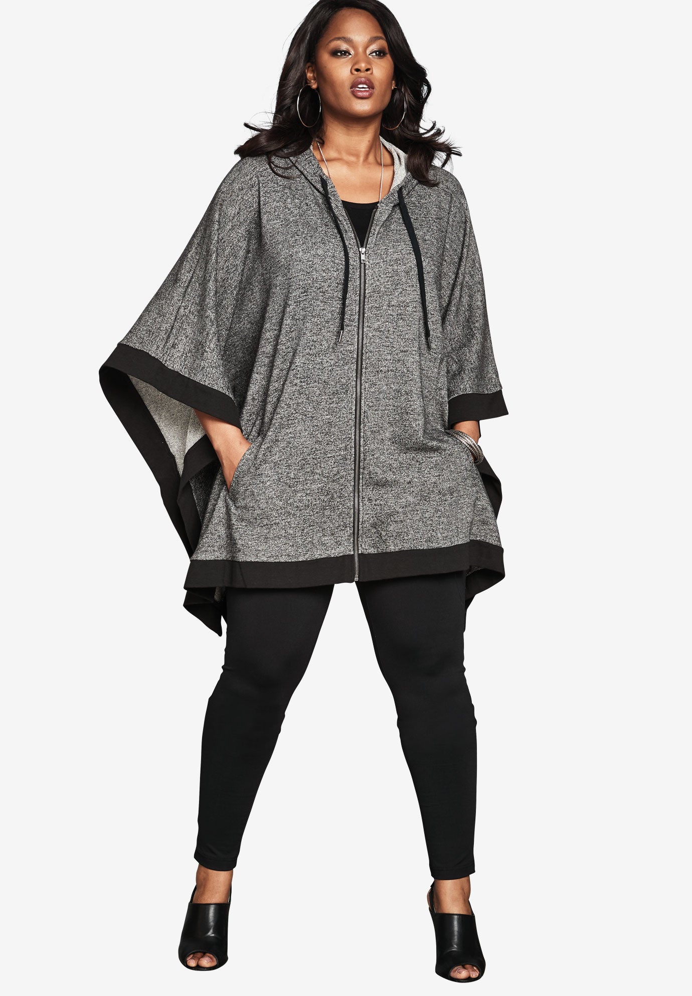 Hooded Zip Poncho Plus Size Hoodies & Sweatshirts Roaman's