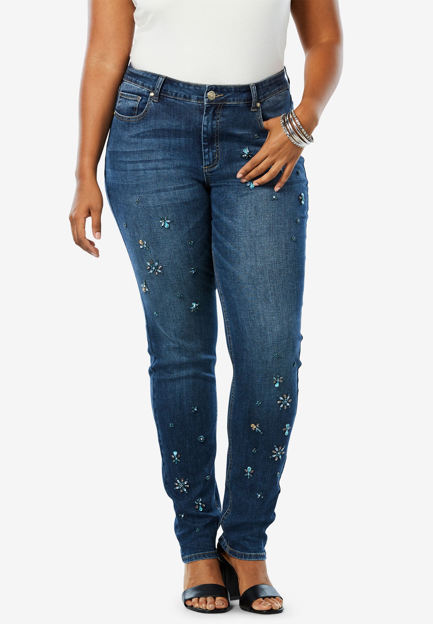 Rhinestone Boyfriend Jean by Denim 24/7® Roaman's