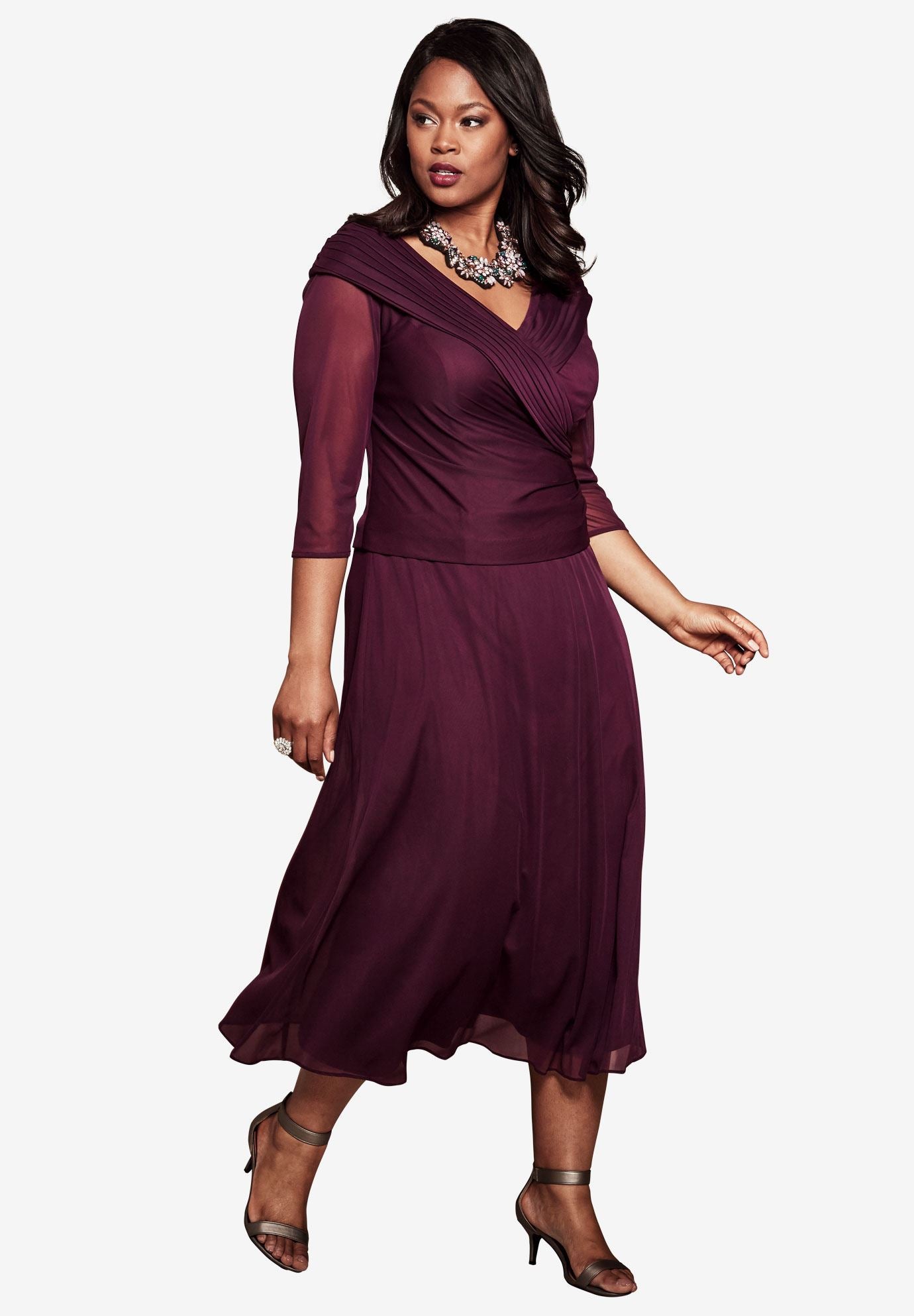 Shawl Collar Dress| Plus Size Formal & Special Occasion Dresses | Roaman's