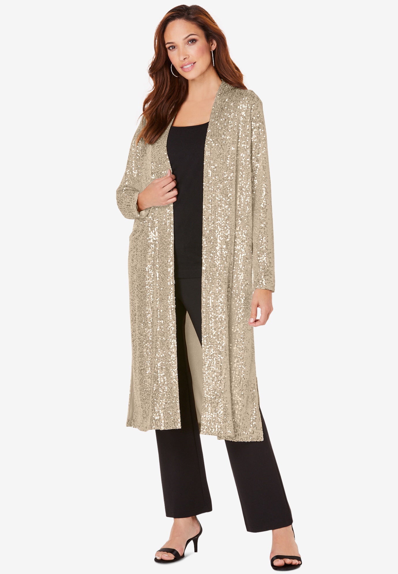 sequin duster cardigan