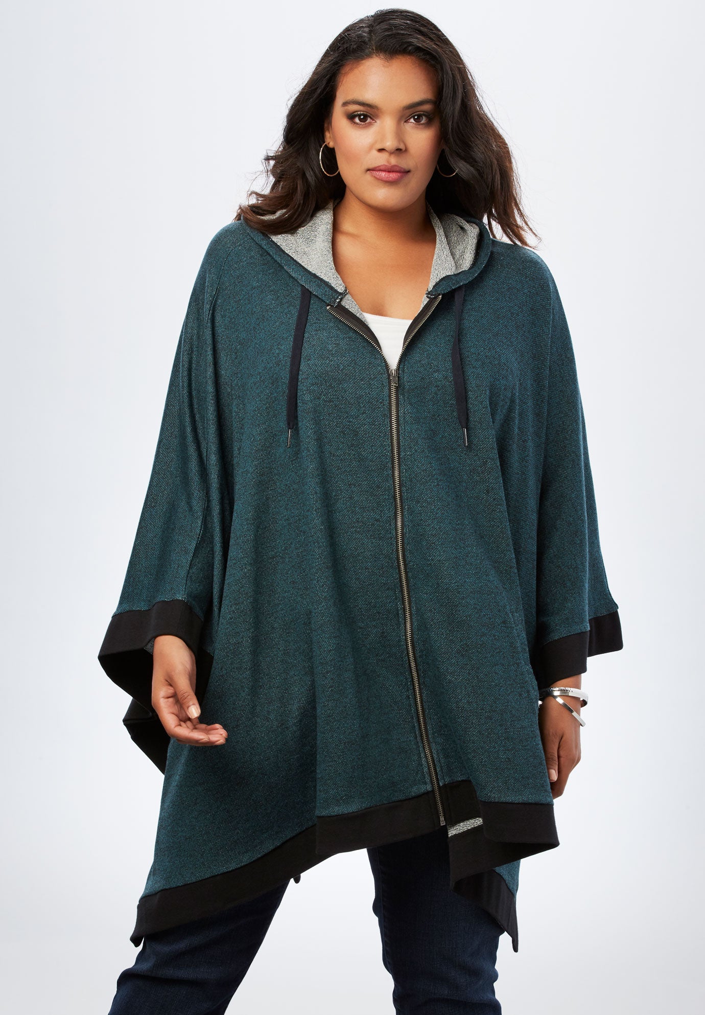 short hooded poncho