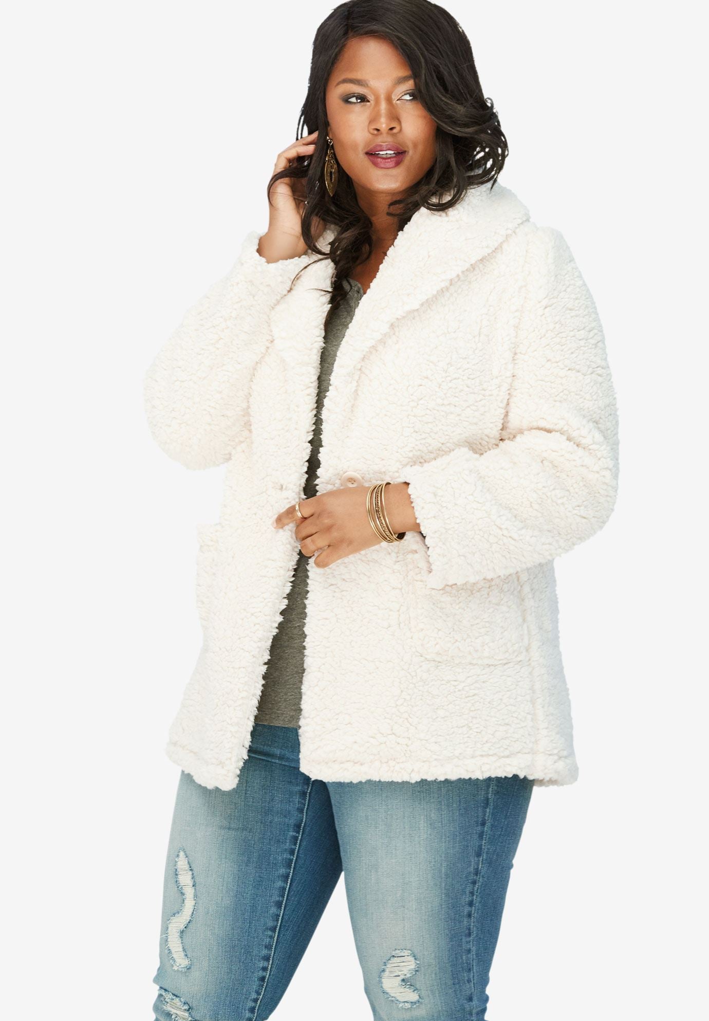 Teddy Fleece Jacket Plus Size Coats & Jackets Roaman's