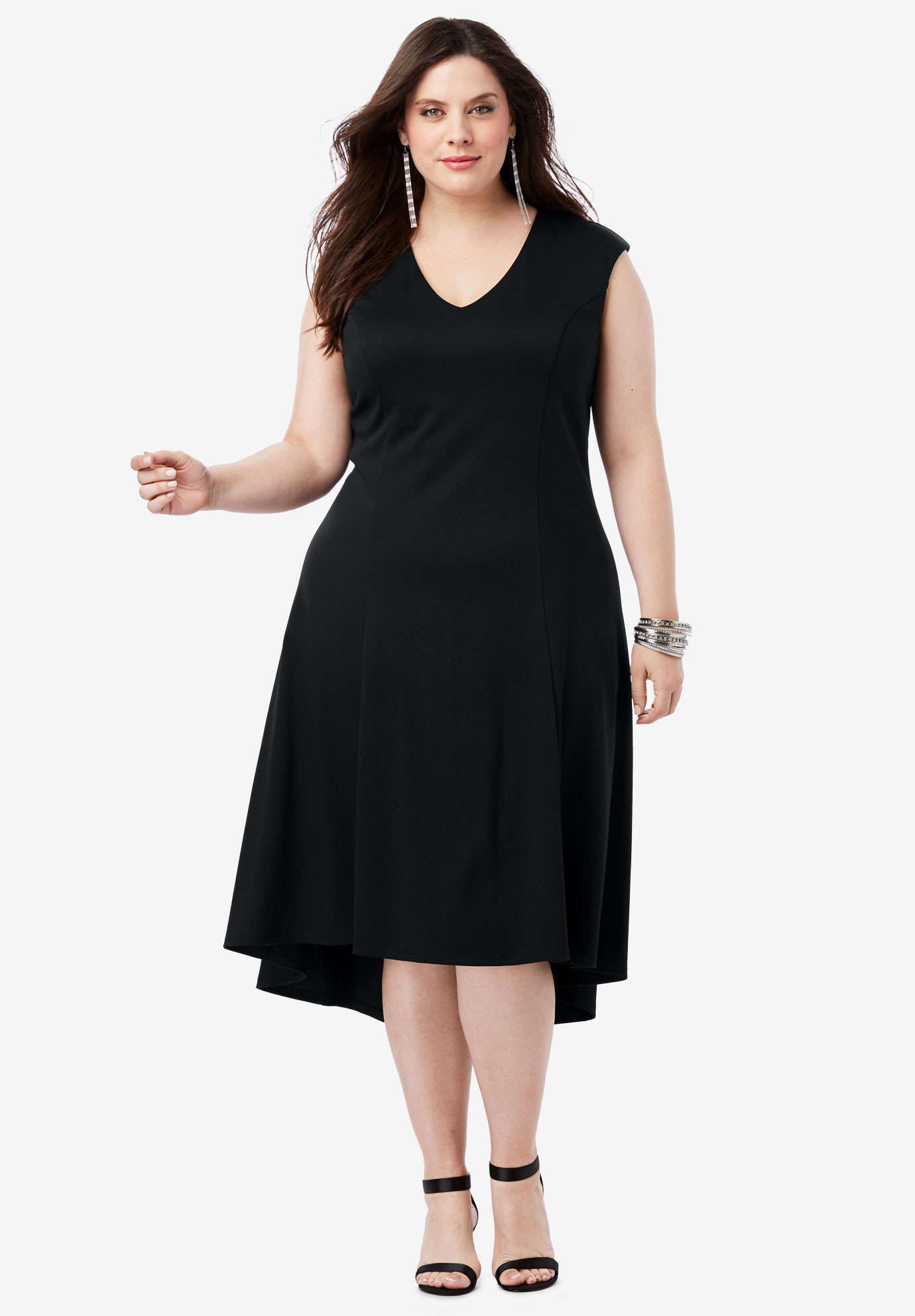 Ultimate Ponte Fit & Flare Dress with High-Low Hem| Plus Size Work ...